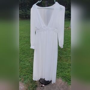 Feminine Fairy Luxury Classy White ‎ Empire Waist Maxi Weeding Dress Sz L